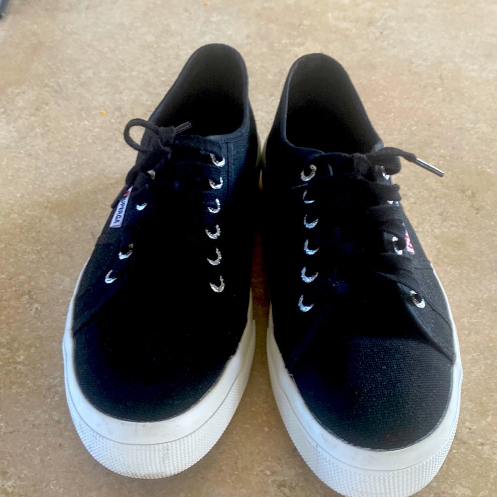 Superga Black Platforms size 40